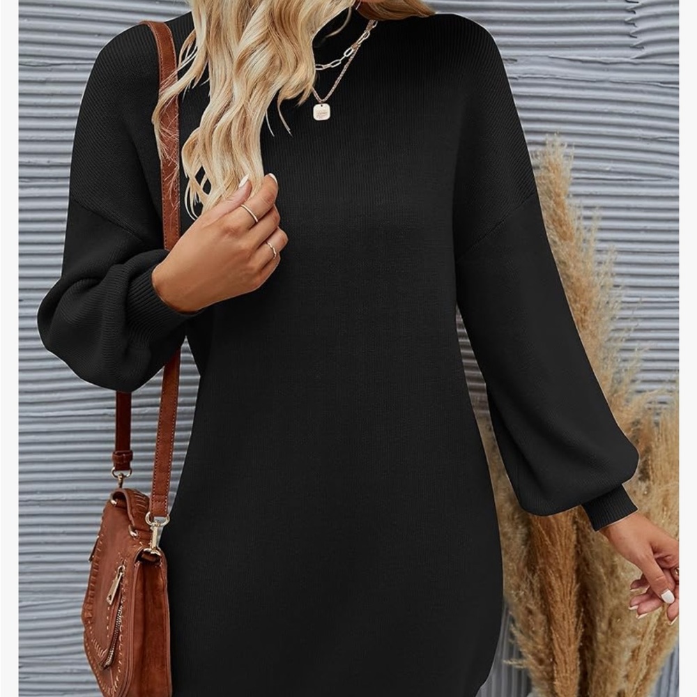 Amazon Zesica Black Sweater Dress Size L - Picture 6 of 8